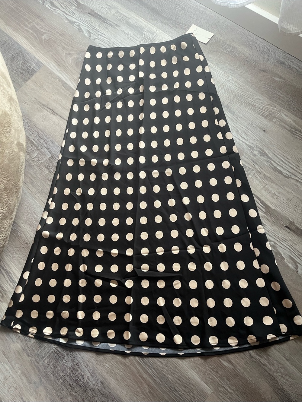 a new day Black Maxi Skirt with Cream Polka Dots
